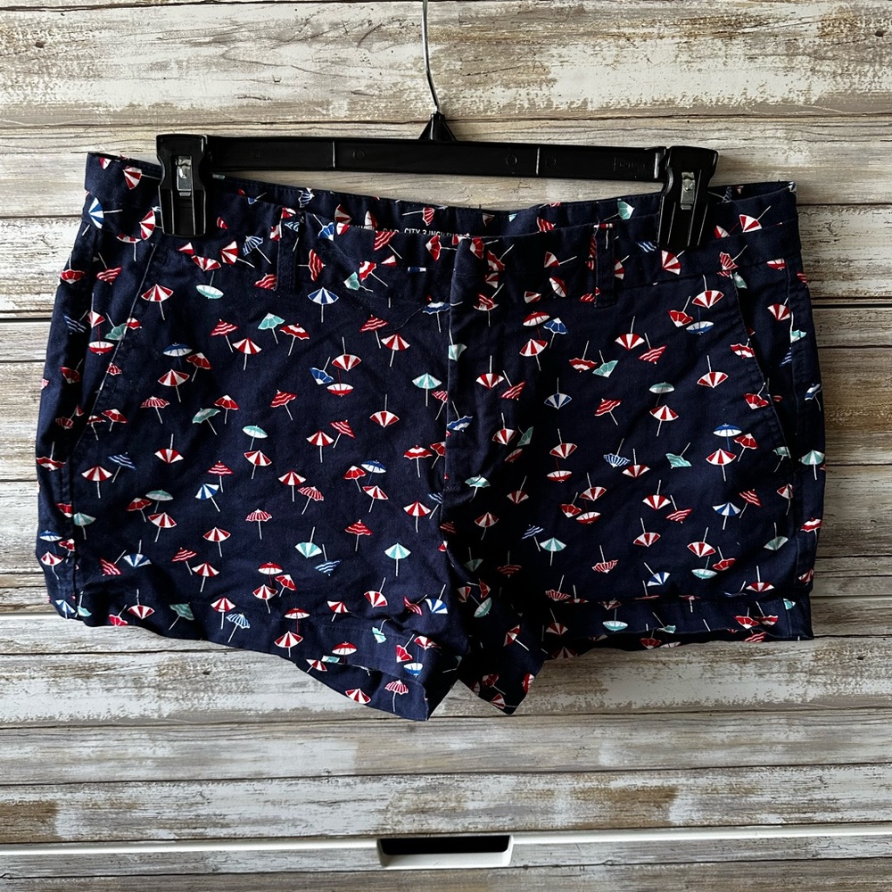 🩳 GAP Navy Beach Umbrella Print City Shorts Size 14